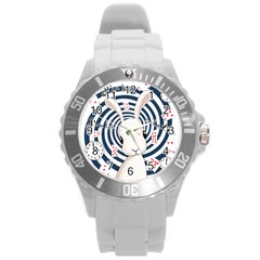 White Rabbit In Wonderland Round Plastic Sport Watch (l) by Valentinaart