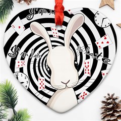 White Rabbit In Wonderland Ornament (heart) by Valentinaart