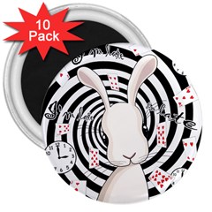 White Rabbit In Wonderland 3  Magnets (10 Pack)  by Valentinaart