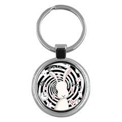 White Rabbit In Wonderland Key Chains (round)  by Valentinaart