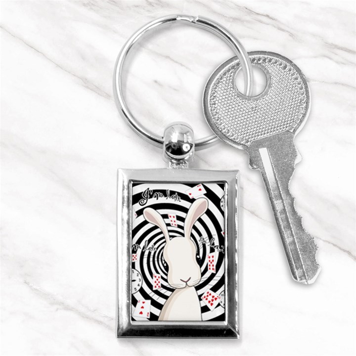 White rabbit in Wonderland Key Chains (Rectangle) 