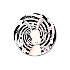 White Rabbit In Wonderland Magnet 3  (round) by Valentinaart