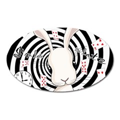 White Rabbit In Wonderland Oval Magnet by Valentinaart