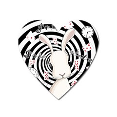 White Rabbit In Wonderland Heart Magnet by Valentinaart