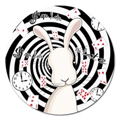 White Rabbit In Wonderland Magnet 5  (round) by Valentinaart