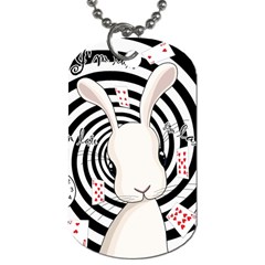 White Rabbit In Wonderland Dog Tag (one Side) by Valentinaart