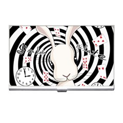 White Rabbit In Wonderland Business Card Holders by Valentinaart