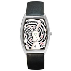 White Rabbit In Wonderland Barrel Style Metal Watch by Valentinaart