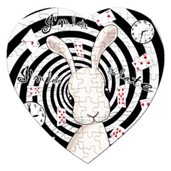 White Rabbit In Wonderland Jigsaw Puzzle (heart) by Valentinaart