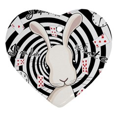 White Rabbit In Wonderland Heart Ornament (two Sides)