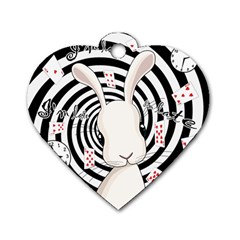 White Rabbit In Wonderland Dog Tag Heart (two Sides) by Valentinaart