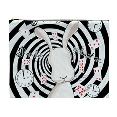 White Rabbit In Wonderland Cosmetic Bag (xl) by Valentinaart