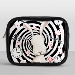 White Rabbit In Wonderland Mini Toiletries Bags by Valentinaart