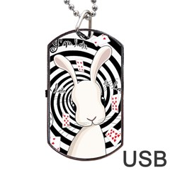 White Rabbit In Wonderland Dog Tag Usb Flash (one Side) by Valentinaart