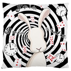 White Rabbit In Wonderland Large Cushion Case (one Side) by Valentinaart