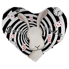 White Rabbit In Wonderland Large 19  Premium Heart Shape Cushions