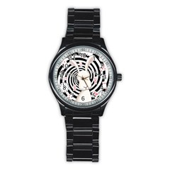 White Rabbit In Wonderland Stainless Steel Round Watch by Valentinaart