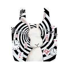 White Rabbit In Wonderland Full Print Recycle Bags (m)  by Valentinaart