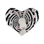 White rabbit in Wonderland Standard 16  Premium Flano Heart Shape Cushions Back