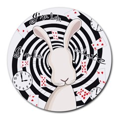 White Rabbit In Wonderland Round Mousepads by Valentinaart