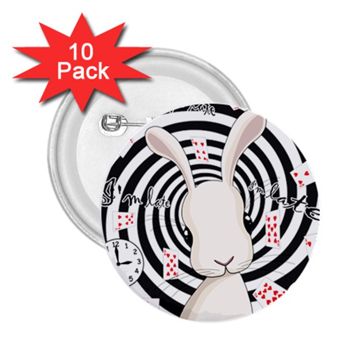 White rabbit in Wonderland 2.25  Buttons (10 pack) 