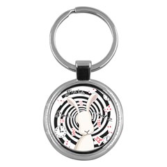 White Rabbit In Wonderland Key Chains (round)  by Valentinaart