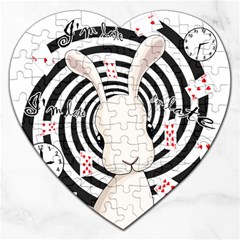 White Rabbit In Wonderland Jigsaw Puzzle (heart) by Valentinaart