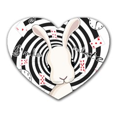 White Rabbit In Wonderland Heart Mousepads by Valentinaart