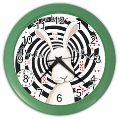 White Rabbit In Wonderland Color Wall Clocks by Valentinaart