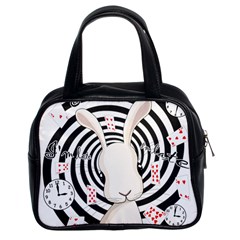 White Rabbit In Wonderland Classic Handbags (2 Sides) by Valentinaart