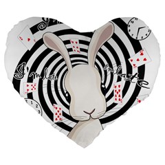 White Rabbit In Wonderland Large 19  Premium Flano Heart Shape Cushions by Valentinaart