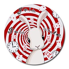 White Rabbit In Wonderland Round Mousepads by Valentinaart