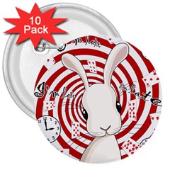 White Rabbit In Wonderland 3  Buttons (10 Pack)  by Valentinaart