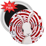 White rabbit in Wonderland 3  Magnets (10 pack)  Front