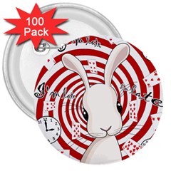 White Rabbit In Wonderland 3  Buttons (100 Pack)  by Valentinaart