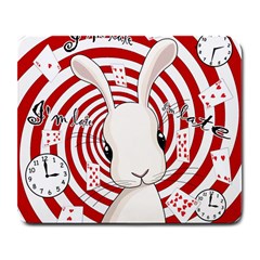 White Rabbit In Wonderland Large Mousepads by Valentinaart