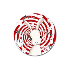 White Rabbit In Wonderland Magnet 3  (round) by Valentinaart