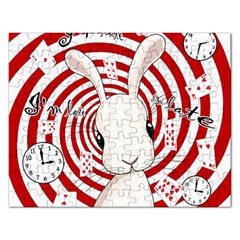 White Rabbit In Wonderland Rectangular Jigsaw Puzzl by Valentinaart