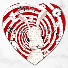 White Rabbit In Wonderland Jigsaw Puzzle (heart) by Valentinaart