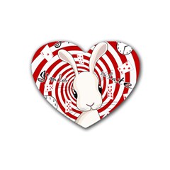 White Rabbit In Wonderland Heart Coaster (4 Pack)  by Valentinaart