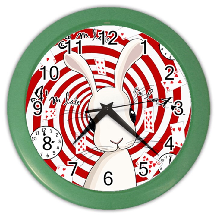 White rabbit in Wonderland Color Wall Clocks