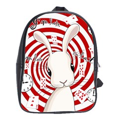 White Rabbit In Wonderland School Bag (large) by Valentinaart