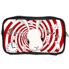 White Rabbit In Wonderland Toiletries Bags by Valentinaart