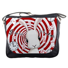 White Rabbit In Wonderland Messenger Bags by Valentinaart