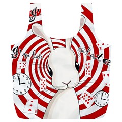 White Rabbit In Wonderland Full Print Recycle Bags (l)  by Valentinaart