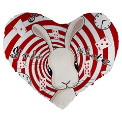 White Rabbit In Wonderland Large 19  Premium Flano Heart Shape Cushions by Valentinaart