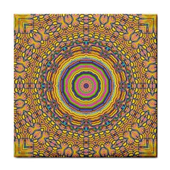 Wood Festive Rainbow Mandala Tile Coasters by pepitasart