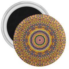 Wood Festive Rainbow Mandala 3  Magnets by pepitasart