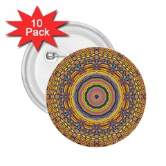 Wood Festive Rainbow Mandala 2 25  Buttons (10 Pack)  by pepitasart