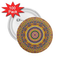 Wood Festive Rainbow Mandala 2 25  Buttons (100 Pack)  by pepitasart